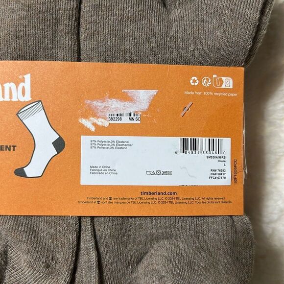 Timberland L 9-13 Brown Tan Green Gray Performance Cushioned Crew Socks 5pk - Picture 6 of 11